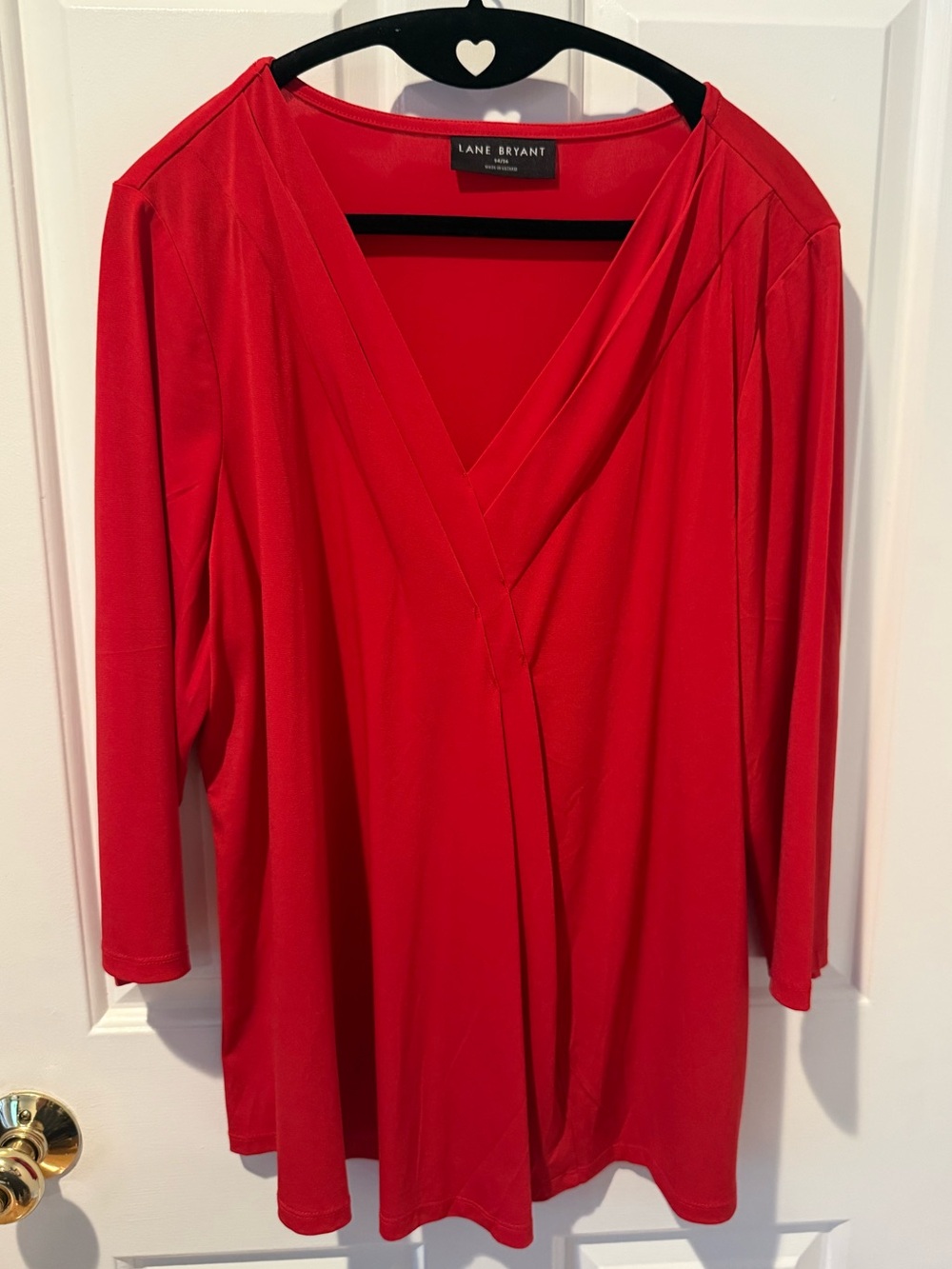 Lane Bryant 14/16 Red V-Neck 3/4 Sleeve Top